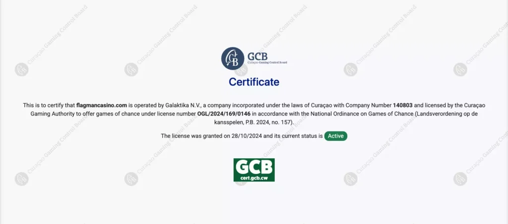 Лицензия Флагман казино